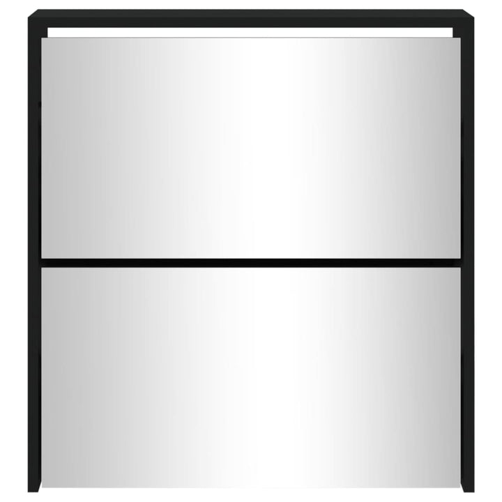 Schoenenkast met spiegel 2-laags 63x17x67 cm zwart