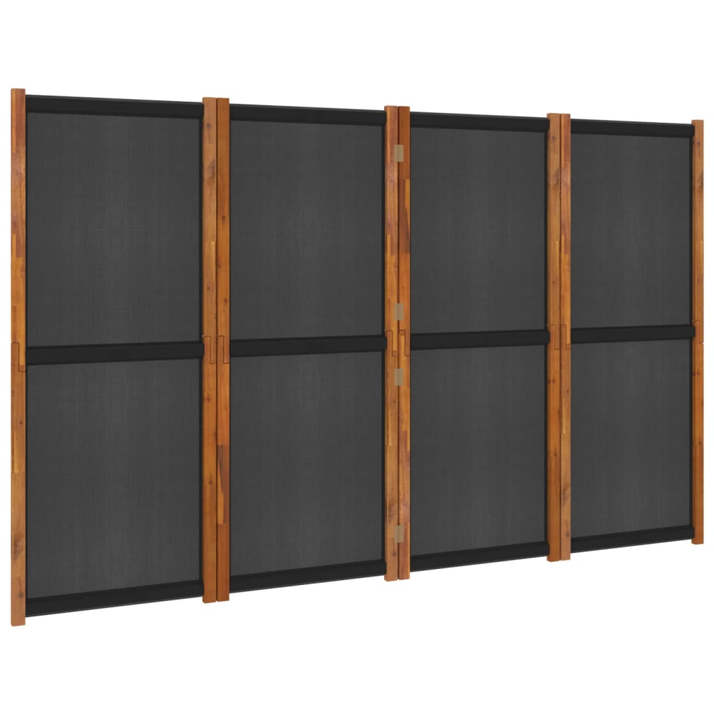Kamerscherm met 4 panelen 280x180 cm zwart