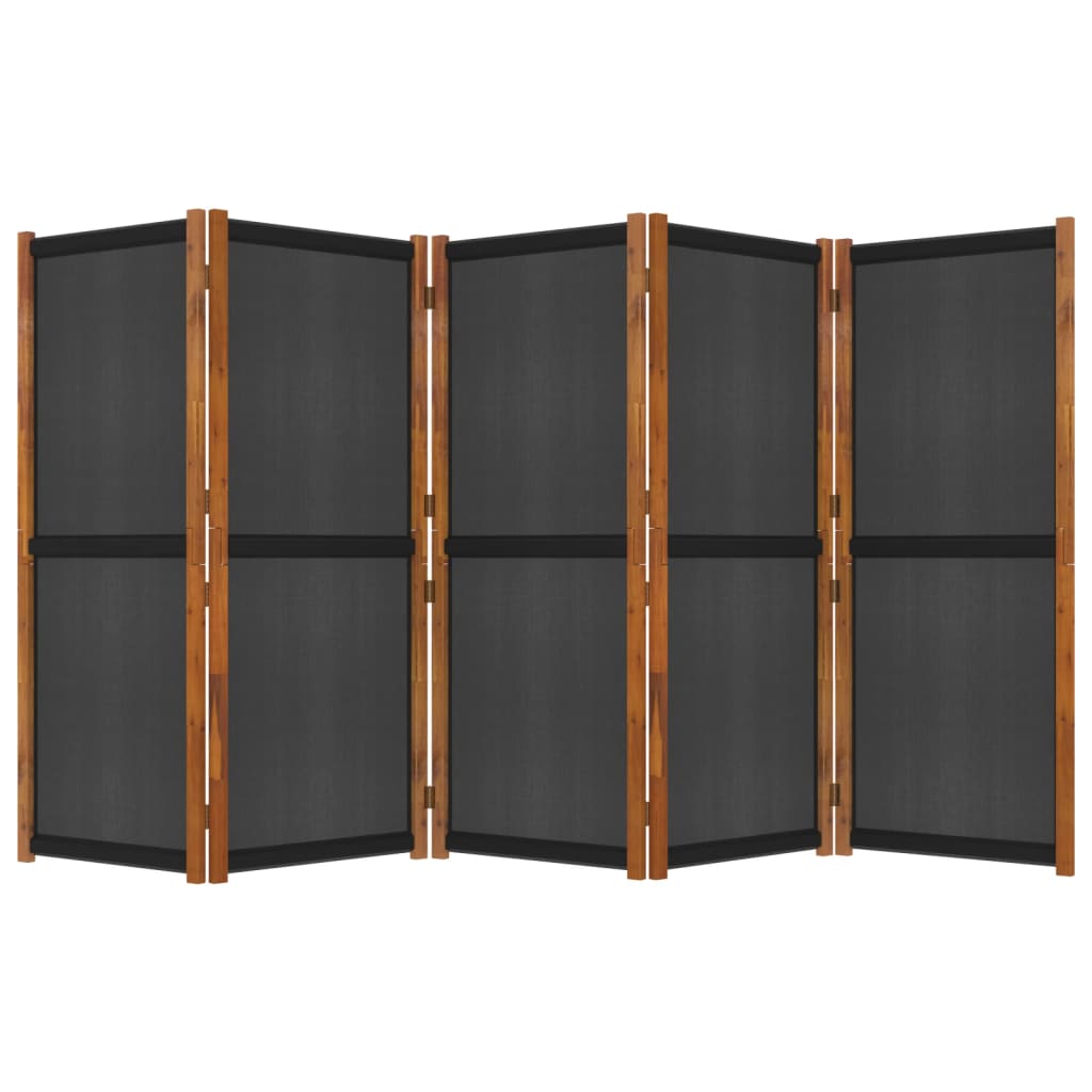 Kamerscherm met 5 panelen 350x180 cm zwart