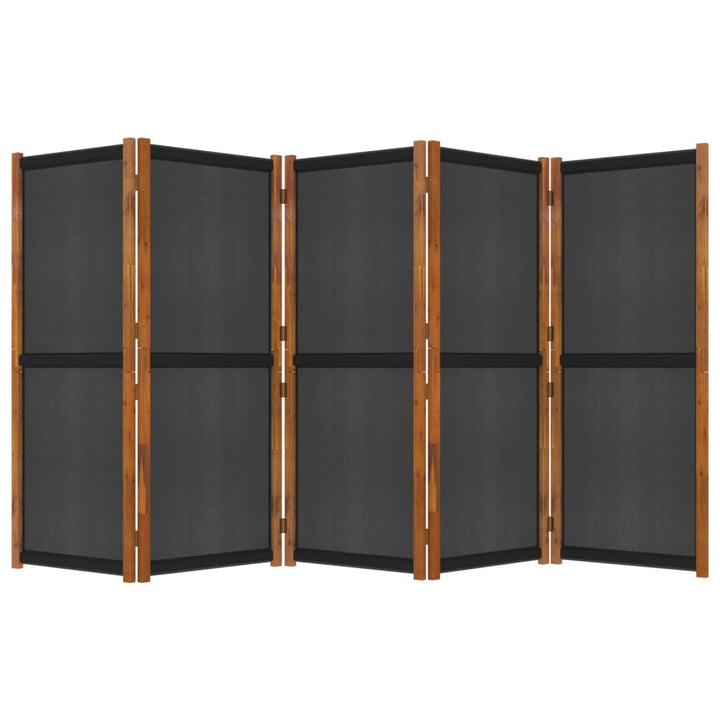 Kamerscherm met 5 panelen 350x180 cm zwart