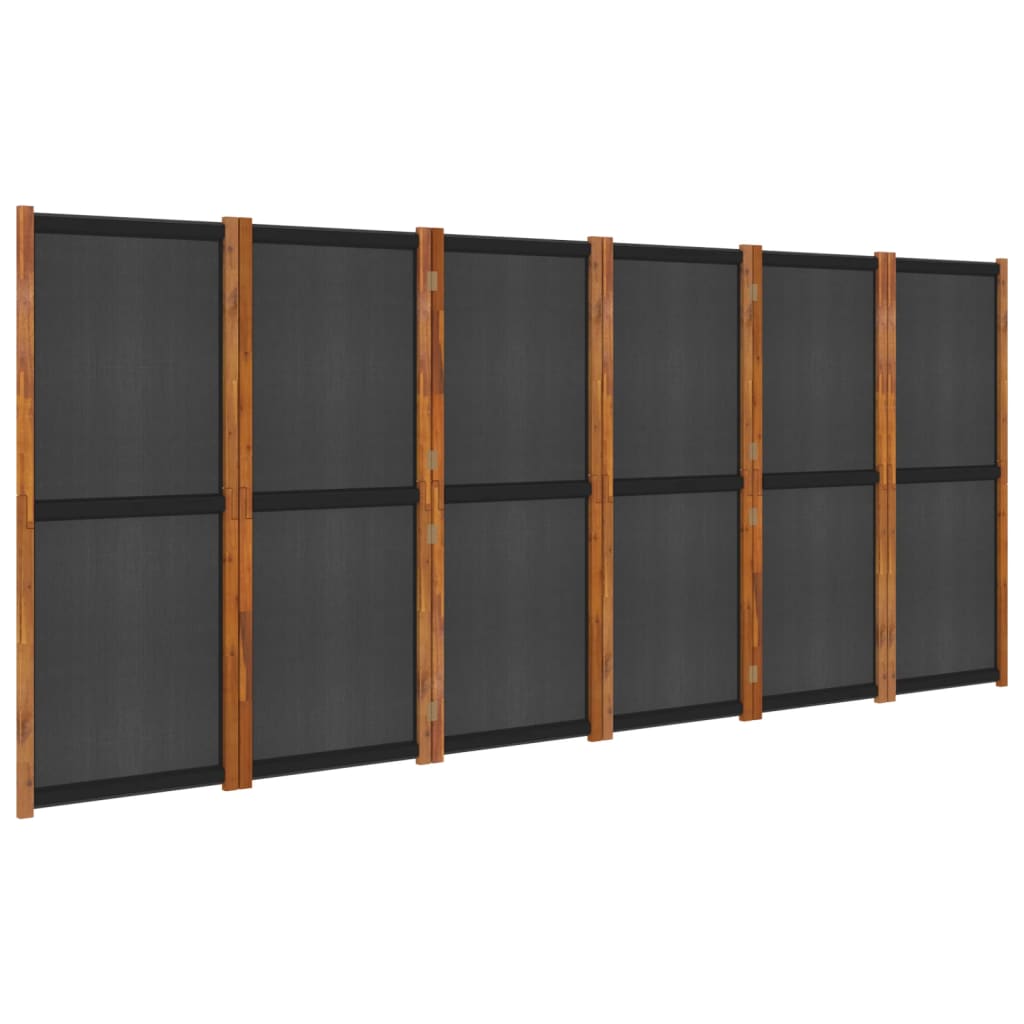 Kamerscherm met 6 panelen 420x180 cm zwart
