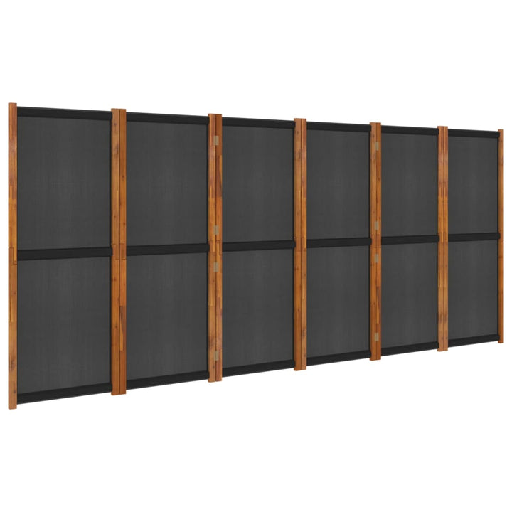 Kamerscherm met 6 panelen 420x180 cm zwart