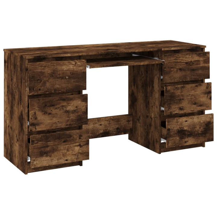 Bureau 140x50x77 cm bewerkt hout gerookt eikenkleurig