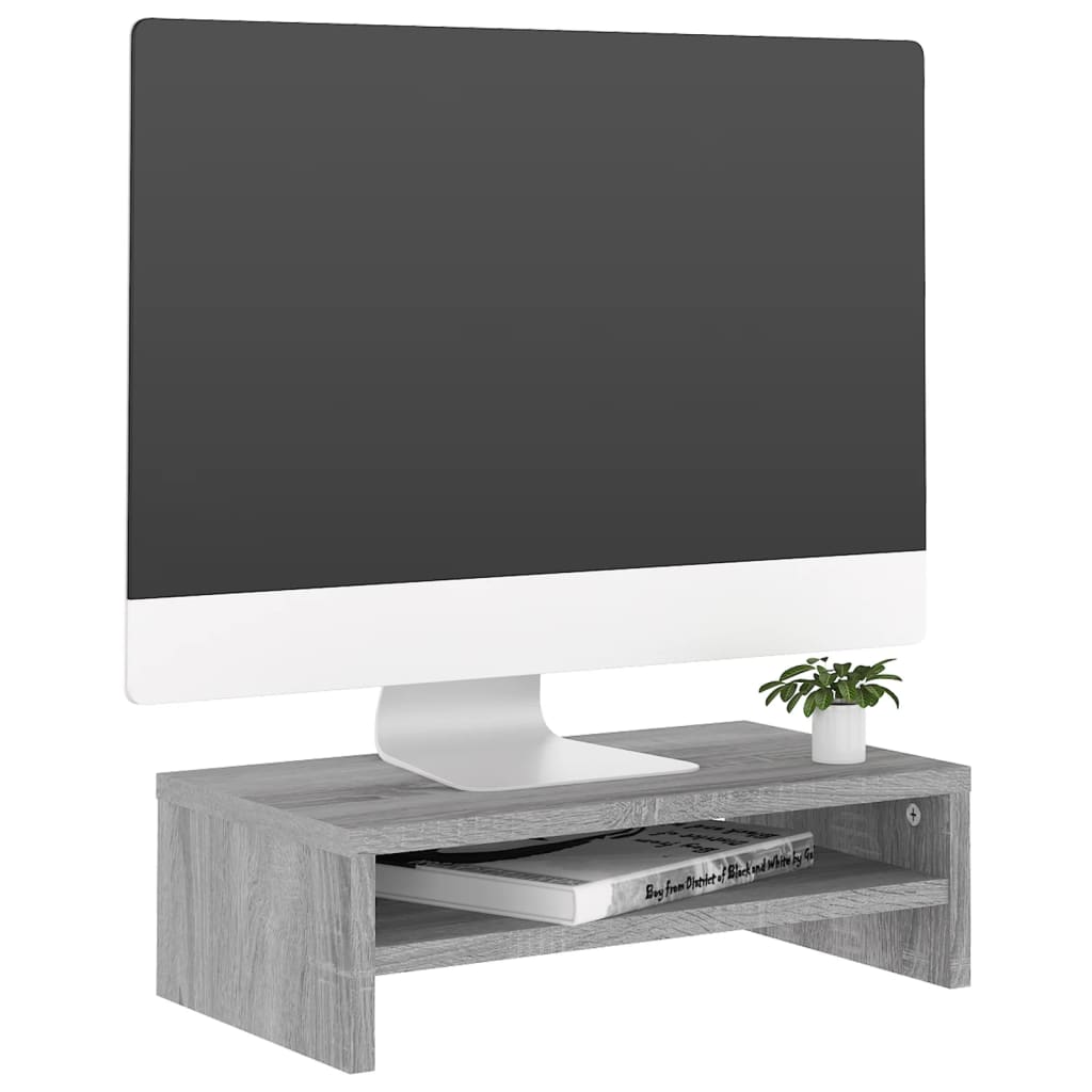 Monitorstandaard 42x24x13 cm bewerkt hout grijs sonoma eiken