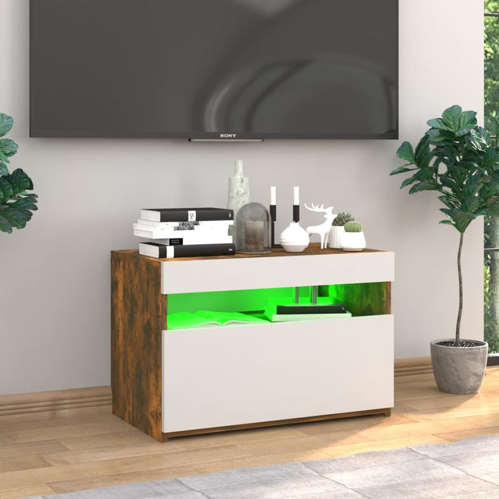 Tv-meubel met LED-verlichting 60x35x40 cm gerookt eikenkleurig
