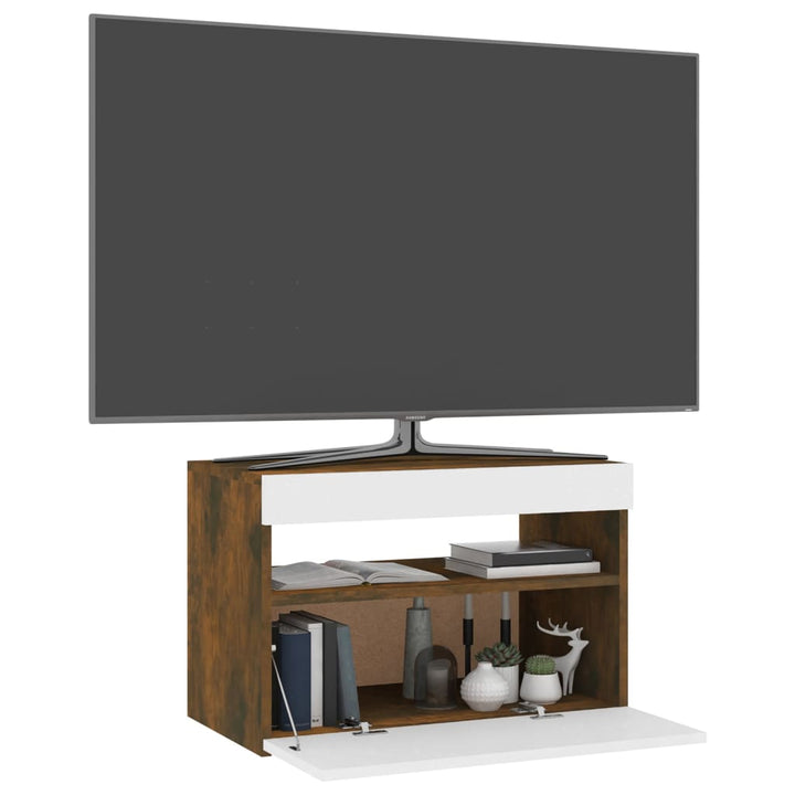 Tv-meubel met LED-verlichting 60x35x40 cm gerookt eikenkleurig