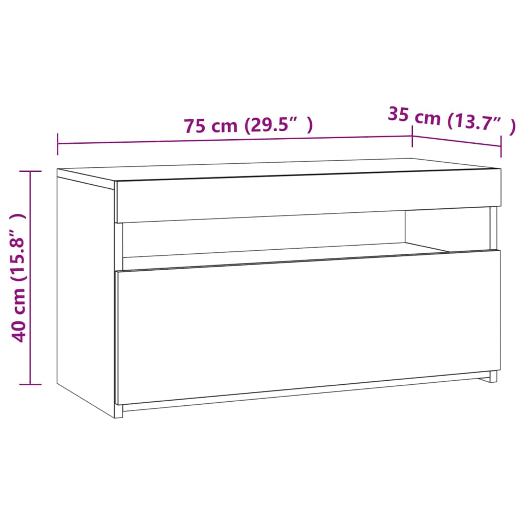 Tv-meubel met LED-verlichting 60x35x40 cm bruineikenkleurig