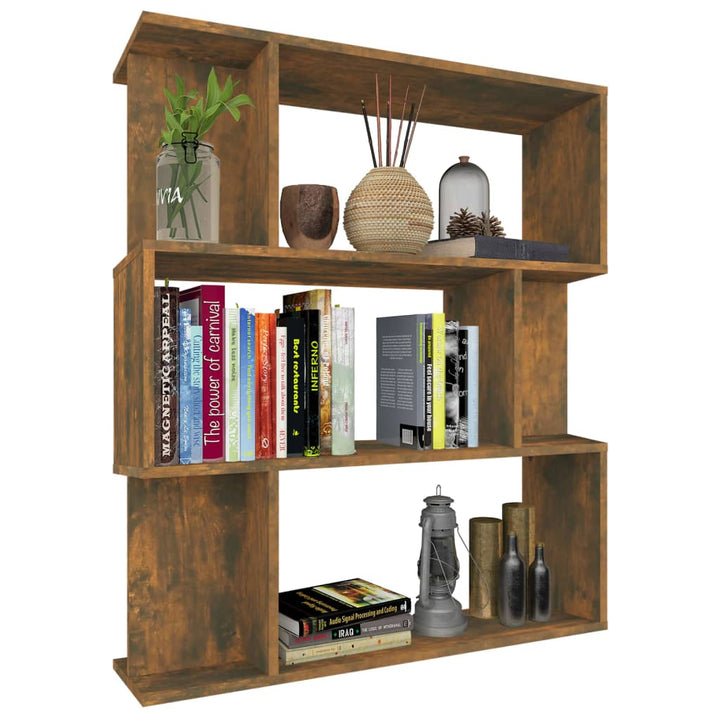 Boekenkast / kamerscherm 80x24x96 cm bewerkt hout gerookt eiken