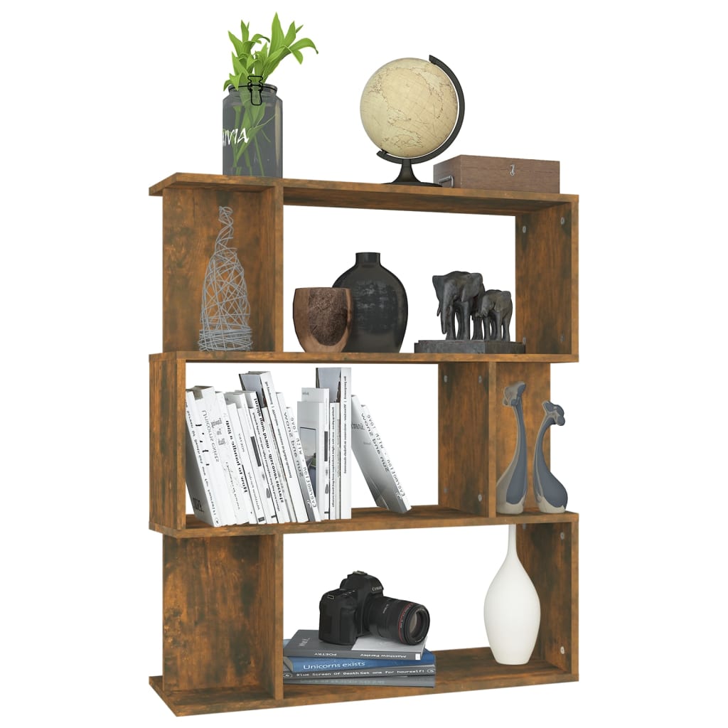 Boekenkast / kamerscherm 80x24x96 cm bewerkt hout gerookt eiken