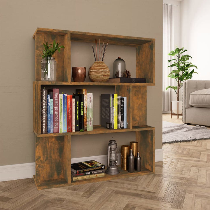 Boekenkast / kamerscherm 80x24x96 cm bewerkt hout gerookt eiken