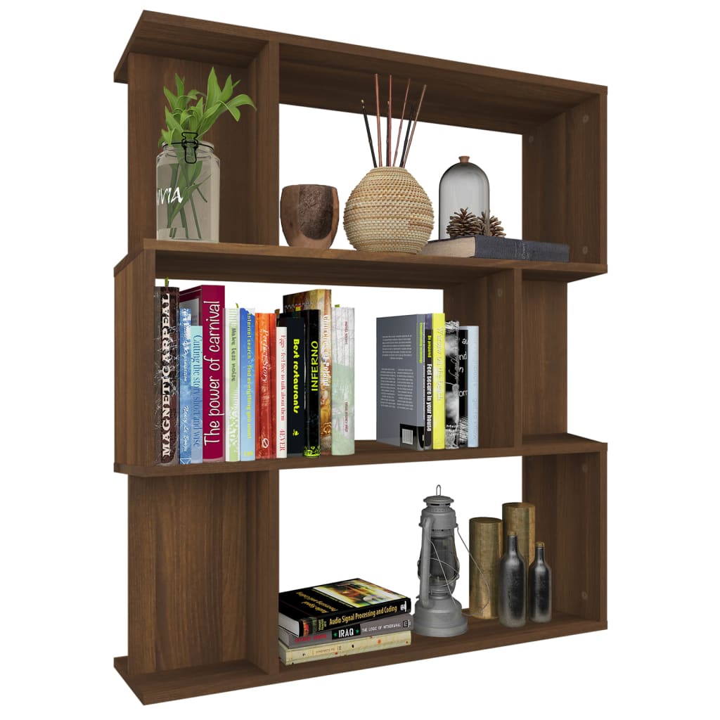 Boekenkast / kamerscherm 80x24x96 cm bewerkt hout bruineiken