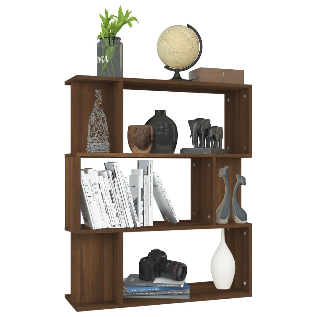 Boekenkast / kamerscherm 80x24x96 cm bewerkt hout bruineiken