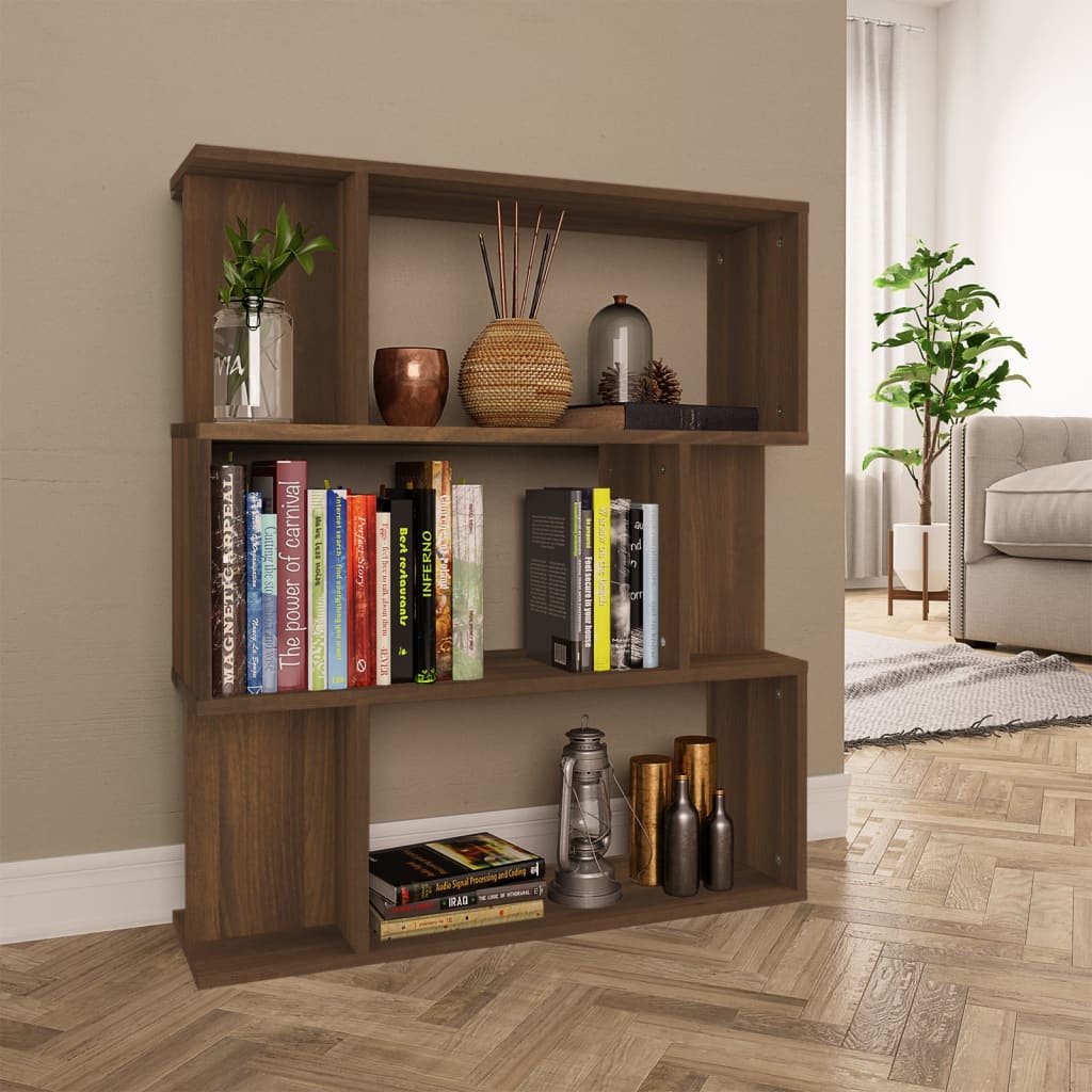 Boekenkast / kamerscherm 80x24x96 cm bewerkt hout bruineiken