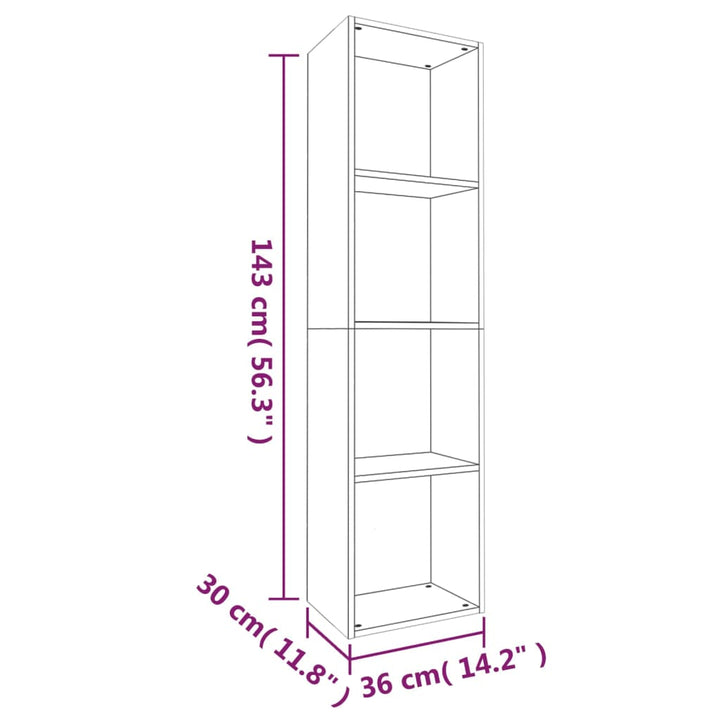 Boekenkast / tv-meubel 36x30x143 cm bewerkt hout gerookt eiken