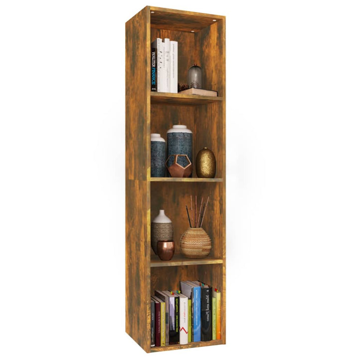 Boekenkast / tv-meubel 36x30x143 cm bewerkt hout gerookt eiken