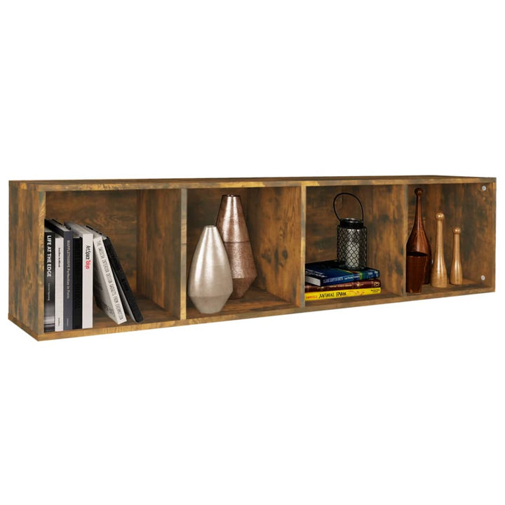 Boekenkast / tv-meubel 36x30x143 cm bewerkt hout gerookt eiken