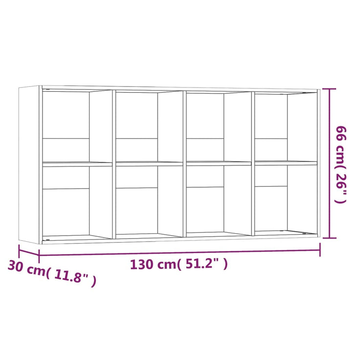 Boekenkast 66x30x130 cm bewerkt hout gerookt eikenkleurig