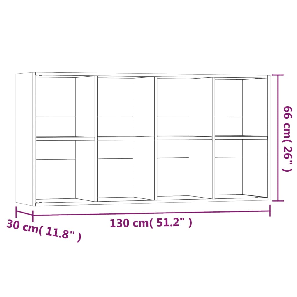 Boekenkast 66x30x130 cm bewerkt hout sonoma grijs