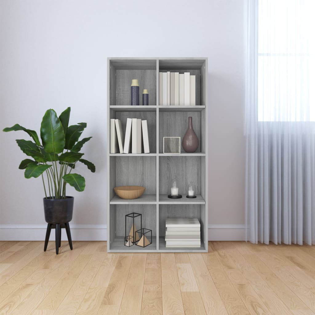 Boekenkast 66x30x130 cm bewerkt hout sonoma grijs