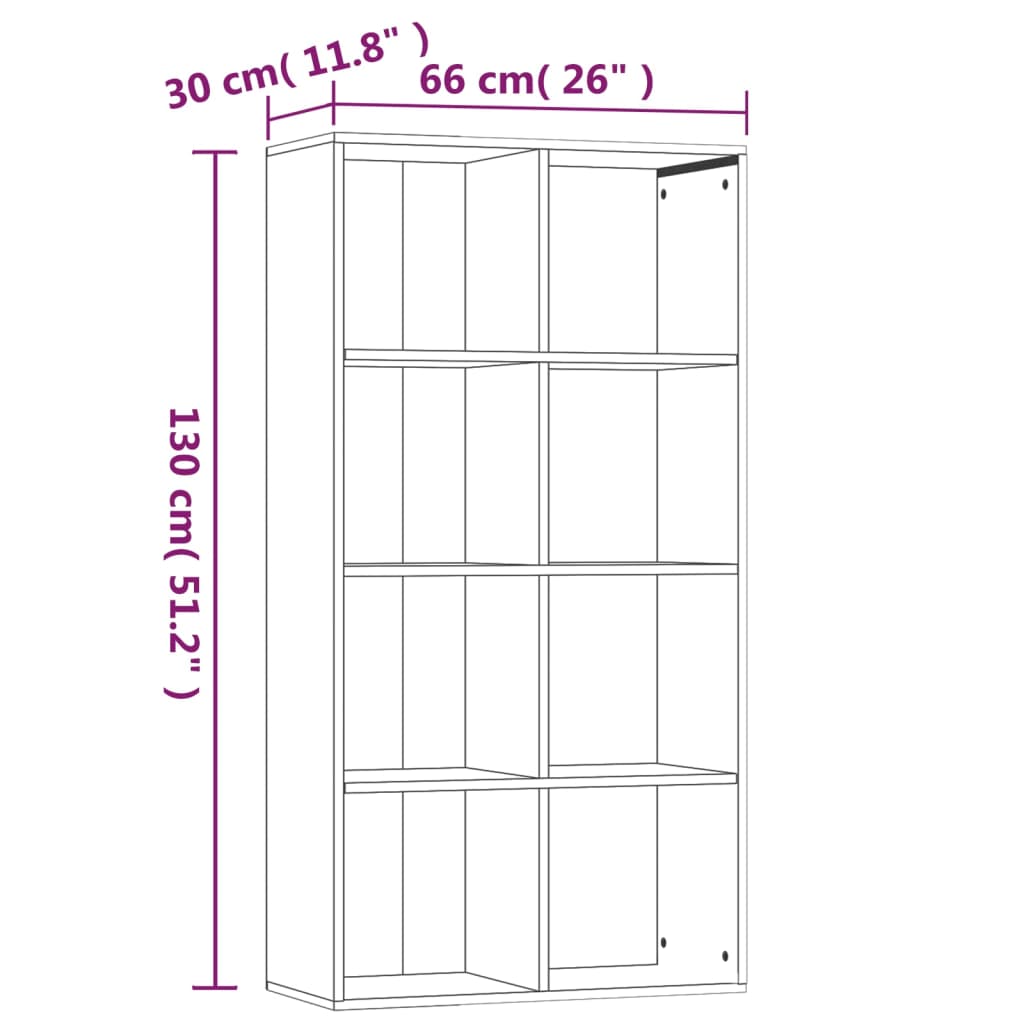 Boekenkast 66x30x130 cm bewerkt hout bruineikenkleurig