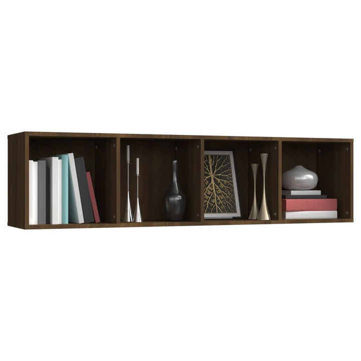 Boekenkast/tv-meubel 143x30x36 cm bewerkt hout bruineikenkleur