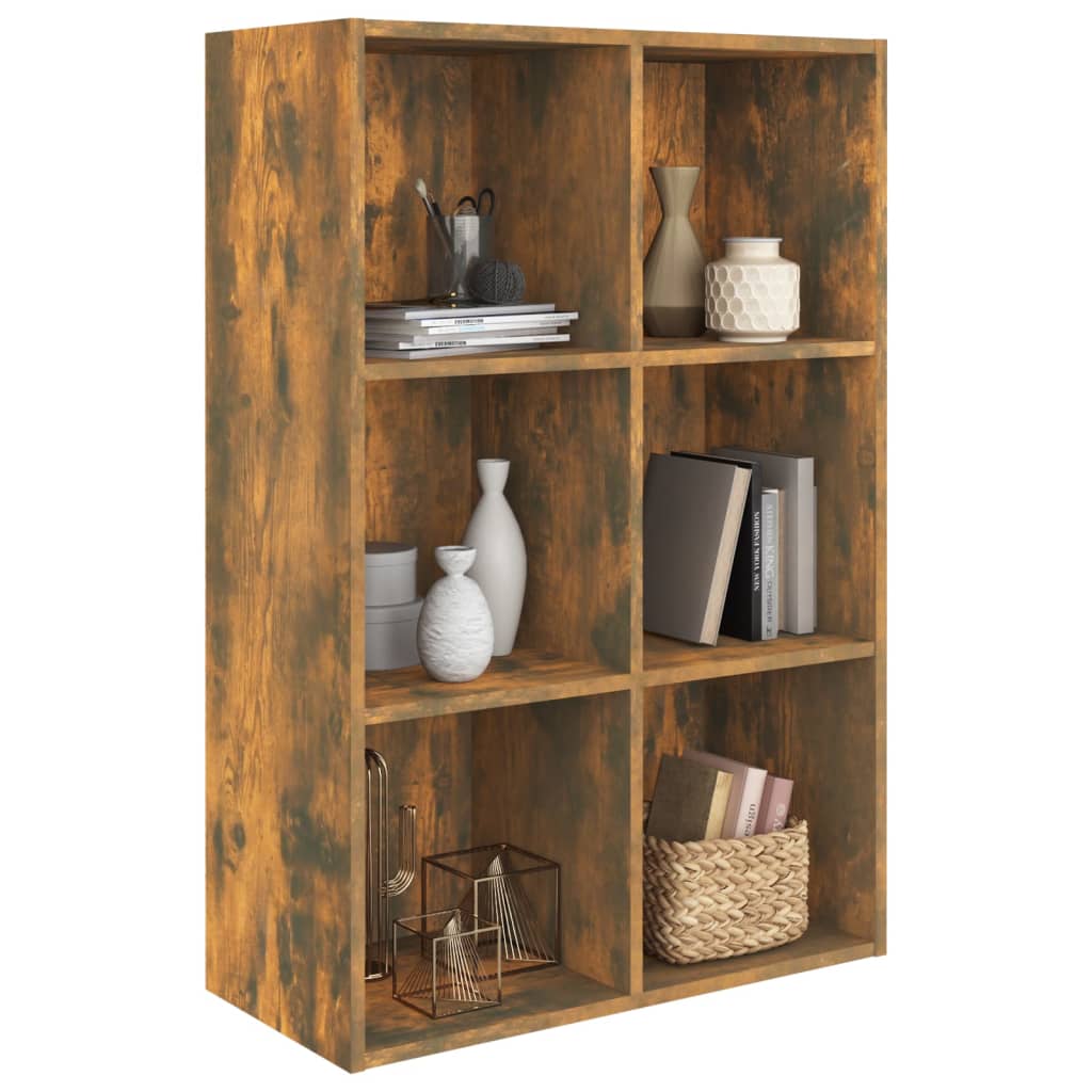 Boekenkast/dressoir 66x30x98 cm bewerkt hout gerookt eikenkleur