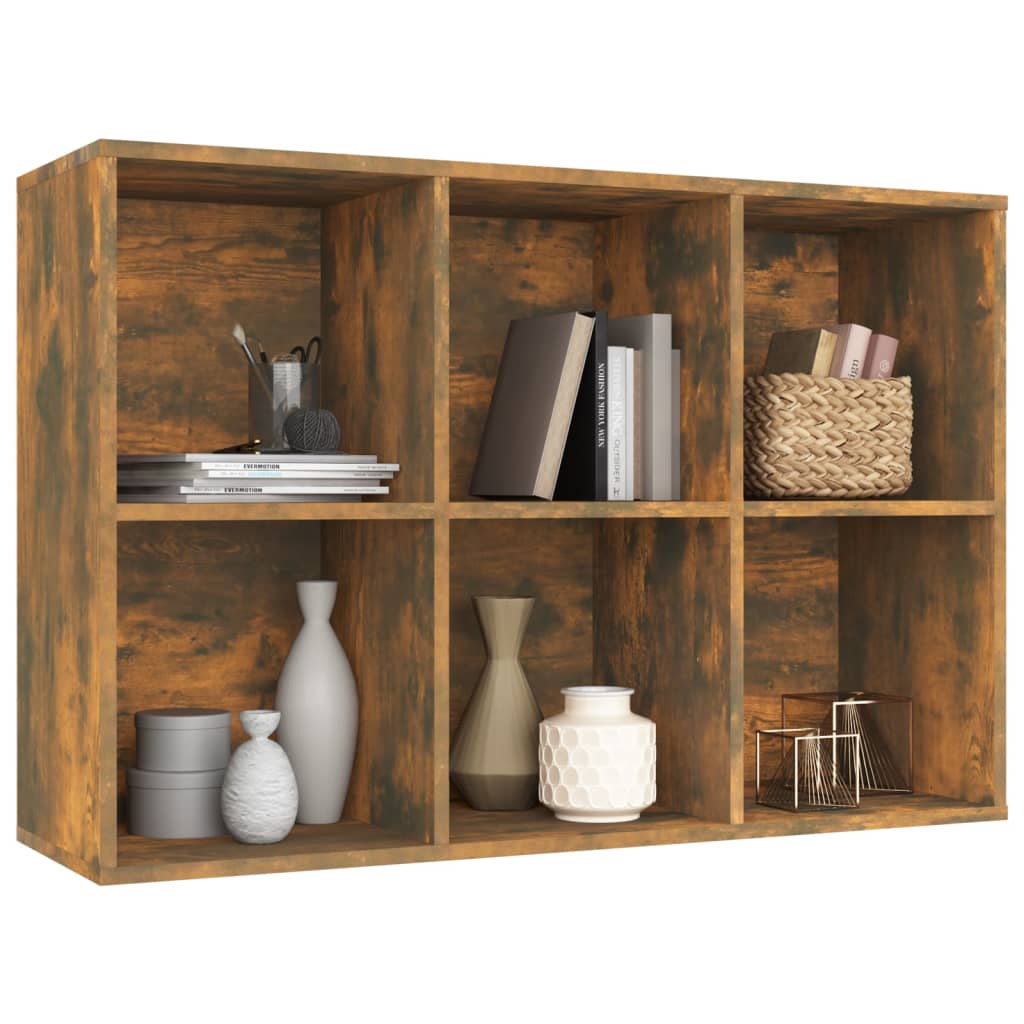 Boekenkast/dressoir 66x30x98 cm bewerkt hout gerookt eikenkleur