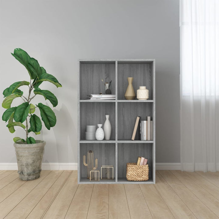 Boekenkast/dressoir 66x30x98 cm bewerkt hout grijs sonoma eiken