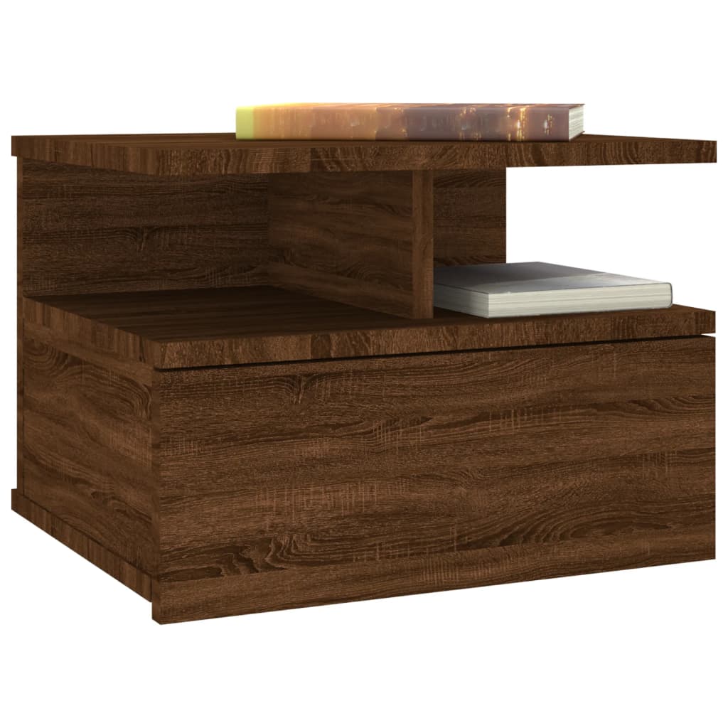 Nachtkastje zwevend 40x31x27 cm bewerkt hout bruineikenkleurig