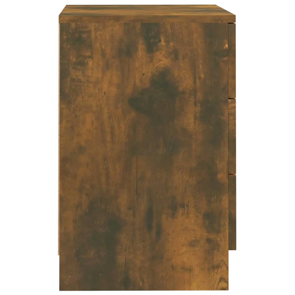 Nachtkastje 38x35x56 cm bewerkt hout gerookt eikenkleurig
