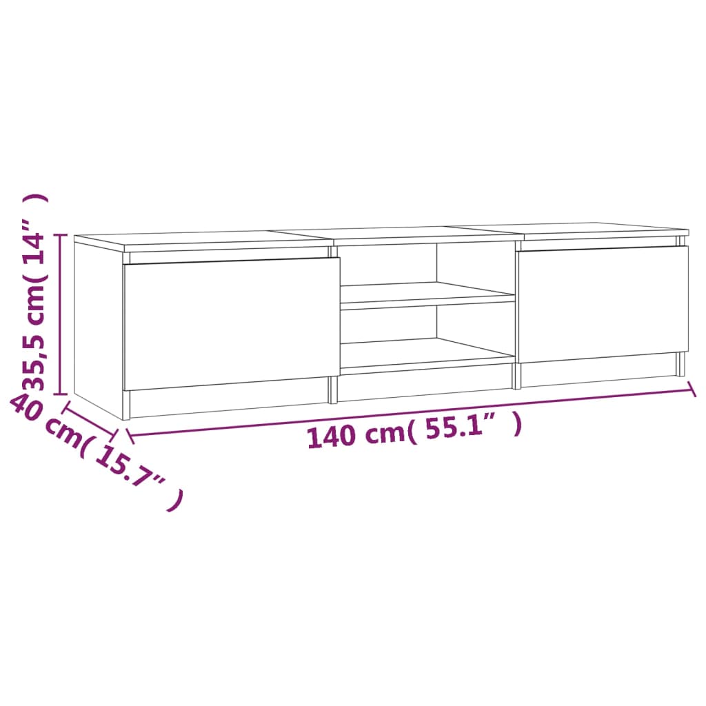 Tv-meubel 140x40x35,5 cm bewerkt hout gerookt eikenkleurig