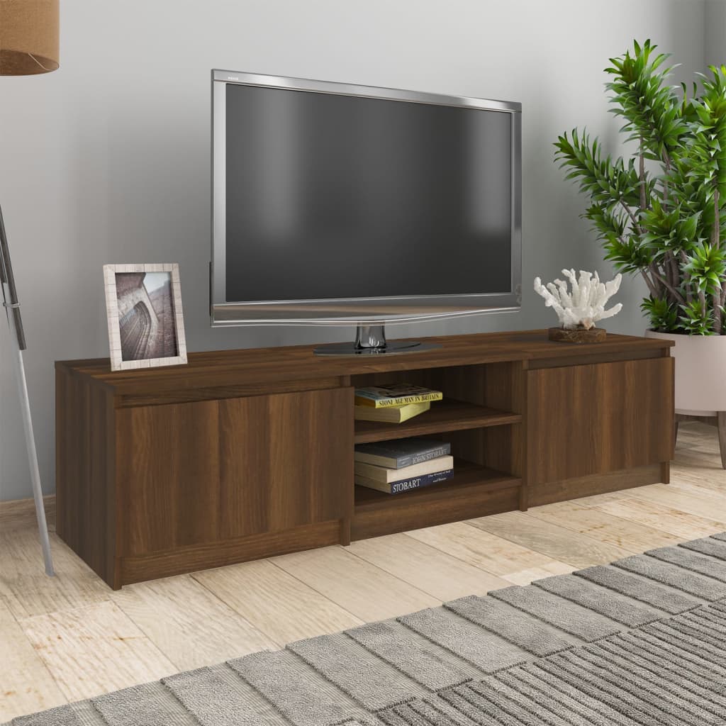 Tv-meubel 140x40x35,5 cm bewerkt hout bruineikenkleurig