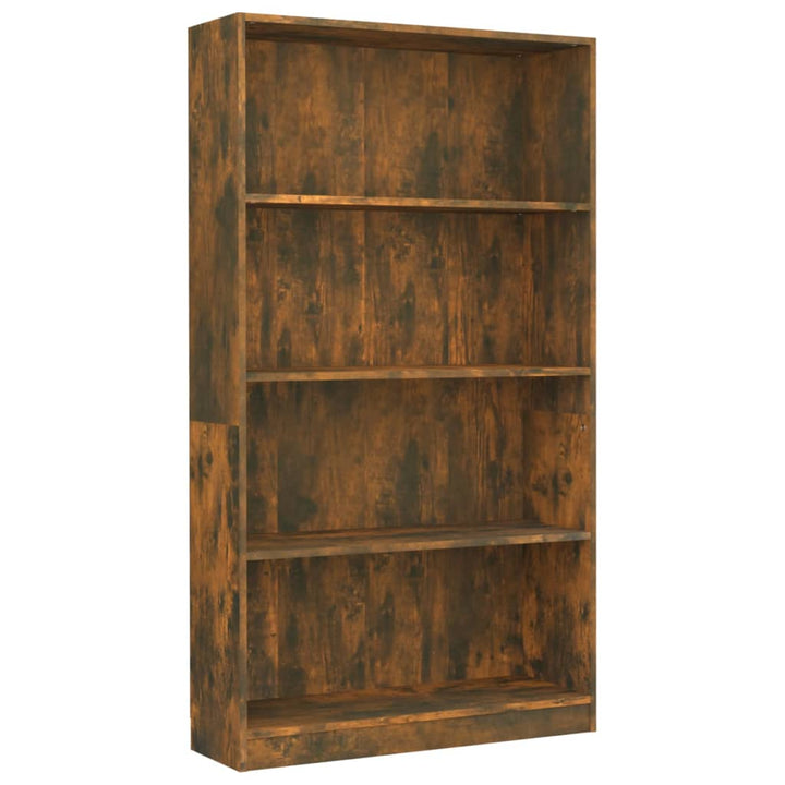 Boekenkast 4-laags 80x24x142 cm bewerkt hout gerookt eikenkleur