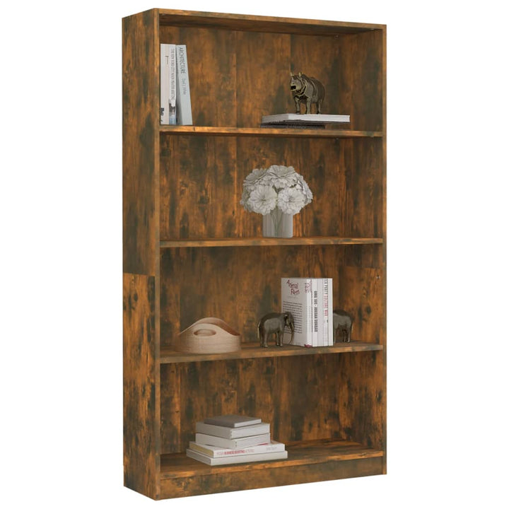 Boekenkast 4-laags 80x24x142 cm bewerkt hout gerookt eikenkleur