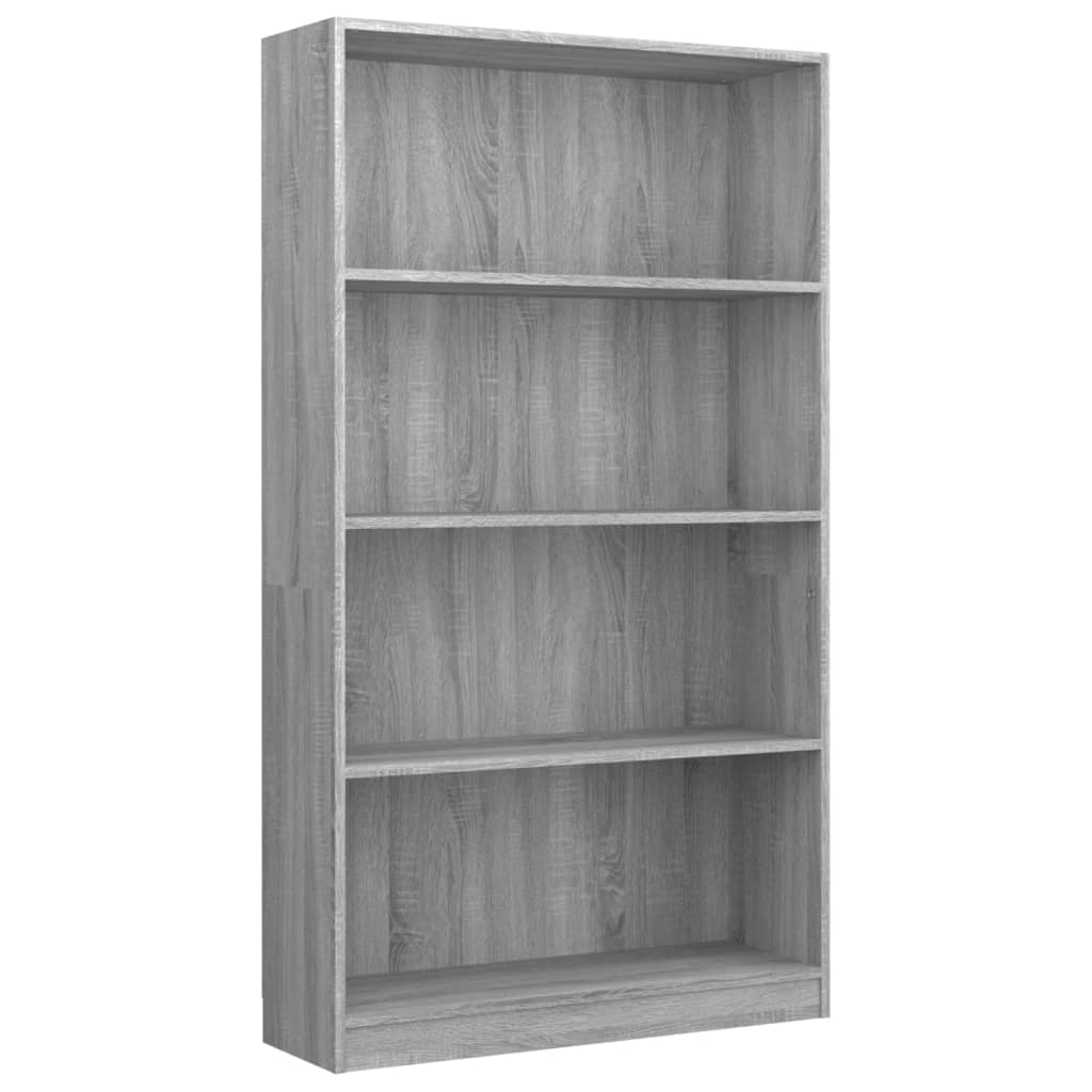 Boekenkast met 4 schappen 80x24x142 cm bewerkt hout grijs