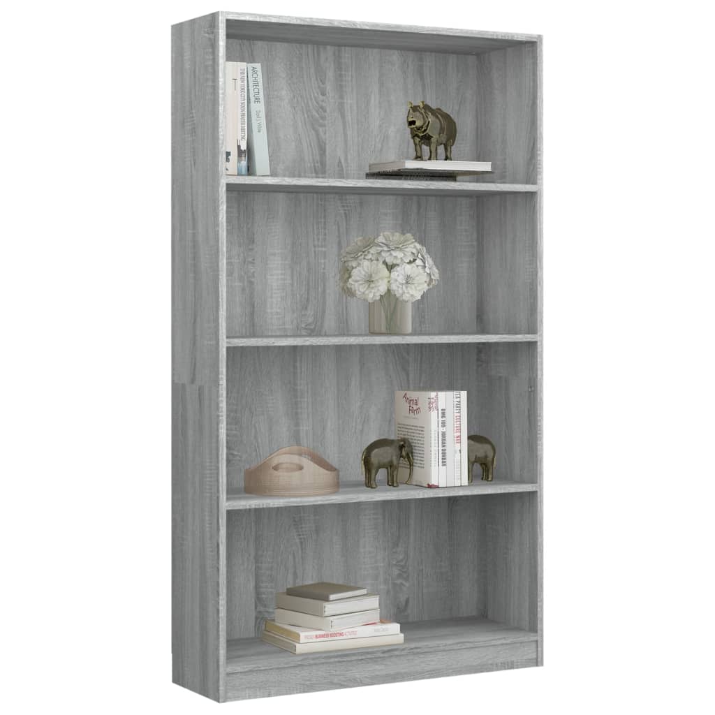 Boekenkast met 4 schappen 80x24x142 cm bewerkt hout grijs