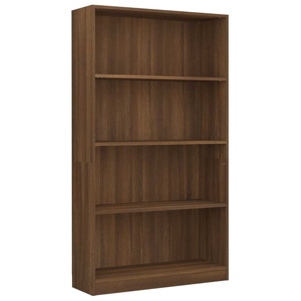 Boekenkast met 4 schappen 80x24x142 cm hout bruineikenkleurig