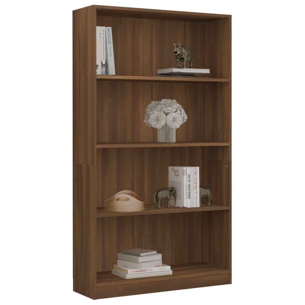 Boekenkast met 4 schappen 80x24x142 cm hout bruineikenkleurig