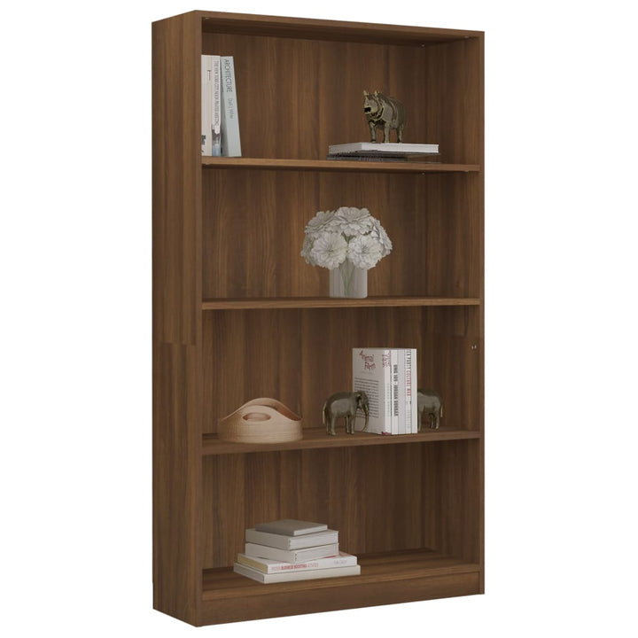 Boekenkast met 4 schappen 80x24x142 cm hout bruineikenkleurig