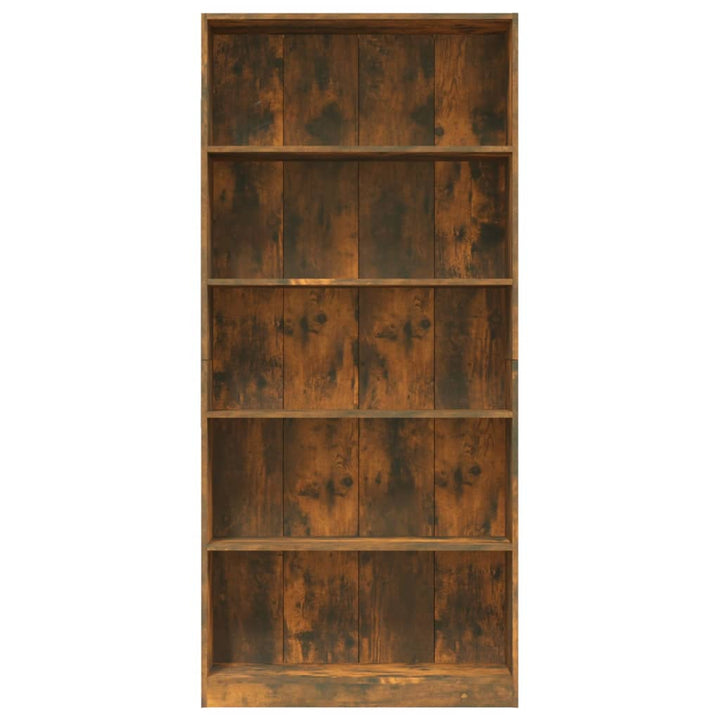 Boekenkast 80x24x175 cm bewerkt hout gerookt eikenkleurig