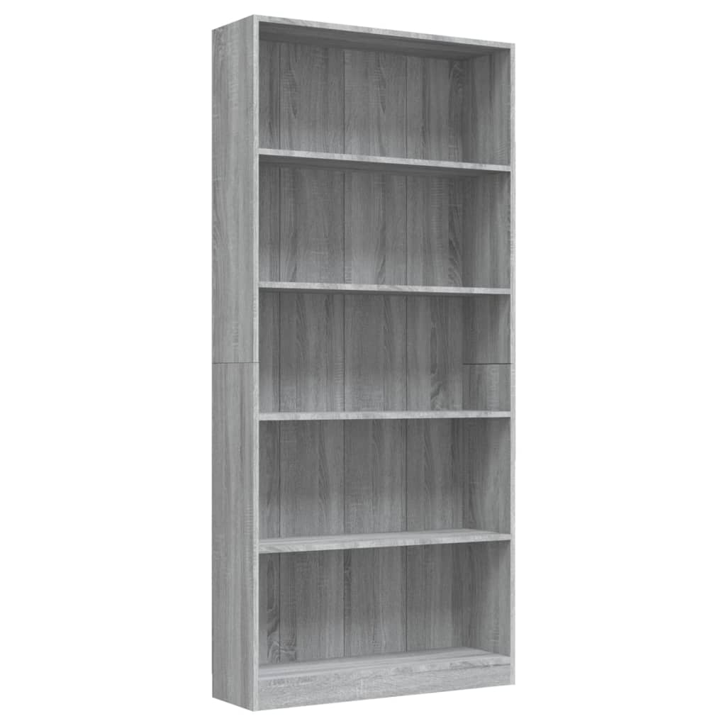 Boekenkast 80x24x175 cm bewerkt hout grijs sonoma eikenkleurig