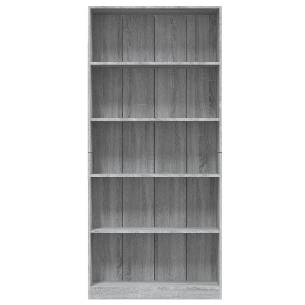 Boekenkast 80x24x175 cm bewerkt hout grijs sonoma eikenkleurig