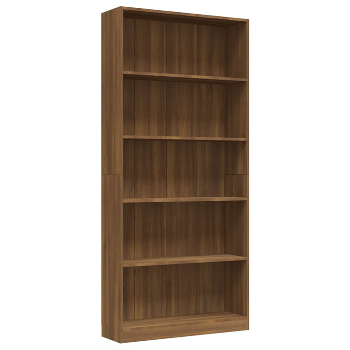 Boekenkast 80x24x175 cm bewerkt hout bruinikenkleurig