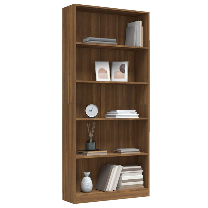 Boekenkast 80x24x175 cm bewerkt hout bruineikenkleurig