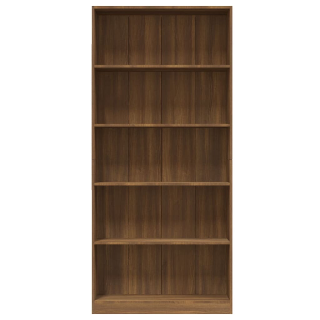 Boekenkast 80x24x175 cm bewerkt hout bruineikenkleurig