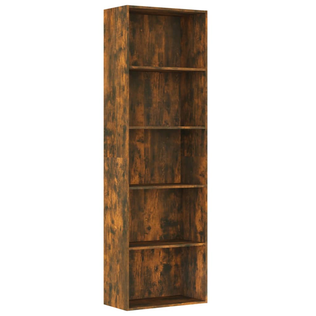 Boekenkast 60x30x189 cm bewerkt hout gerookt eikenkleurig