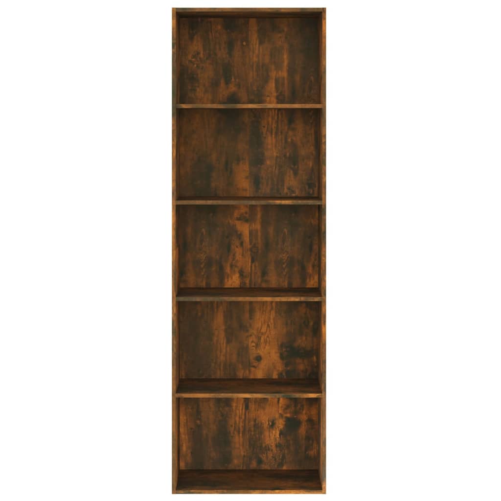 Boekenkast 60x30x189 cm bewerkt hout gerookt eikenkleurig