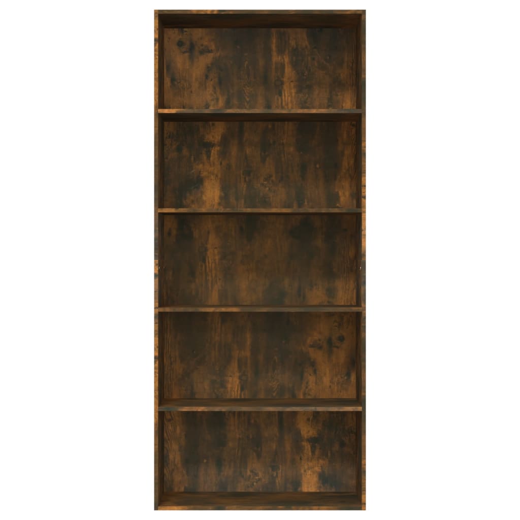 Boekenkast 80x30x189 cm bewerkt hout gerookt eikenkleurig
