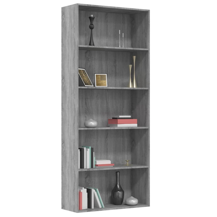 Boekenkast 80x30x189 cm bewerkt hout grijs sonoma eikenkleurig