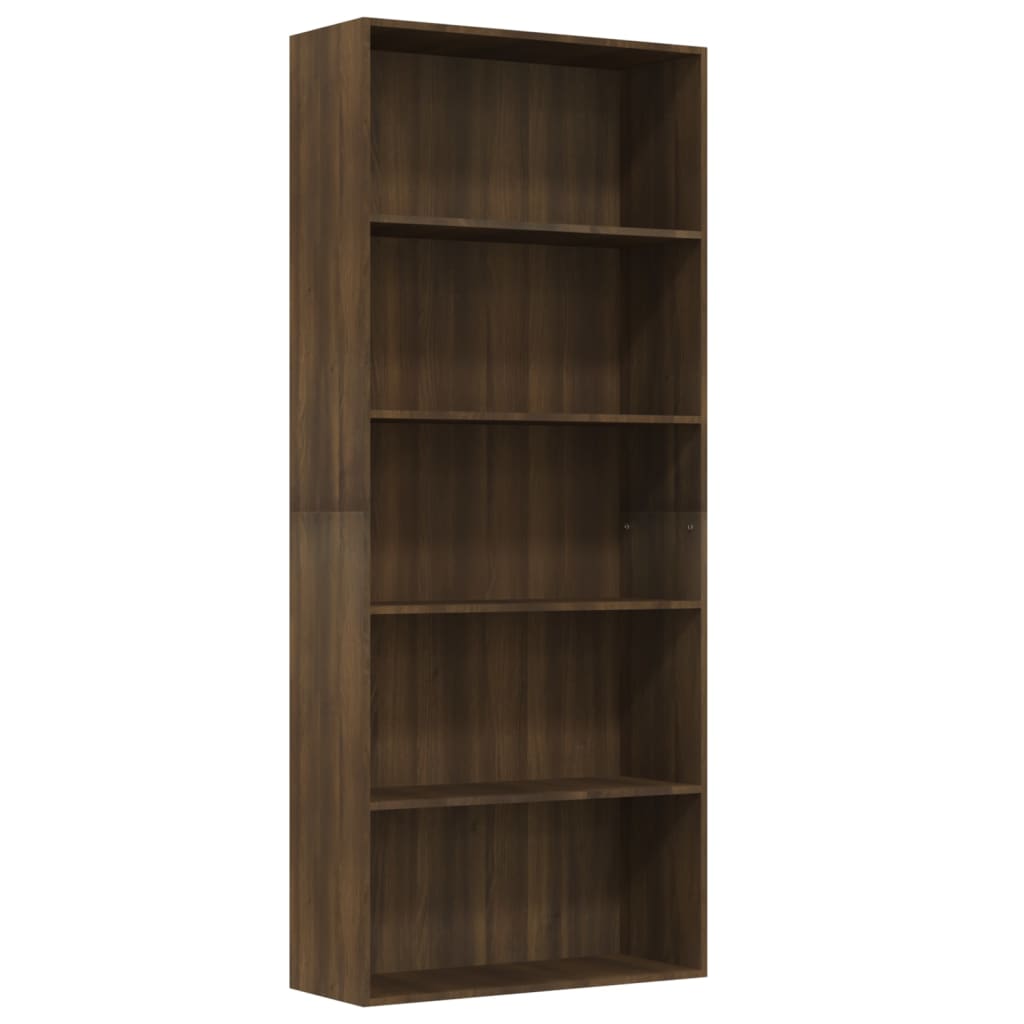 Boekenkast 80x30x189 cm bewerkt hout bruineikenkleurig